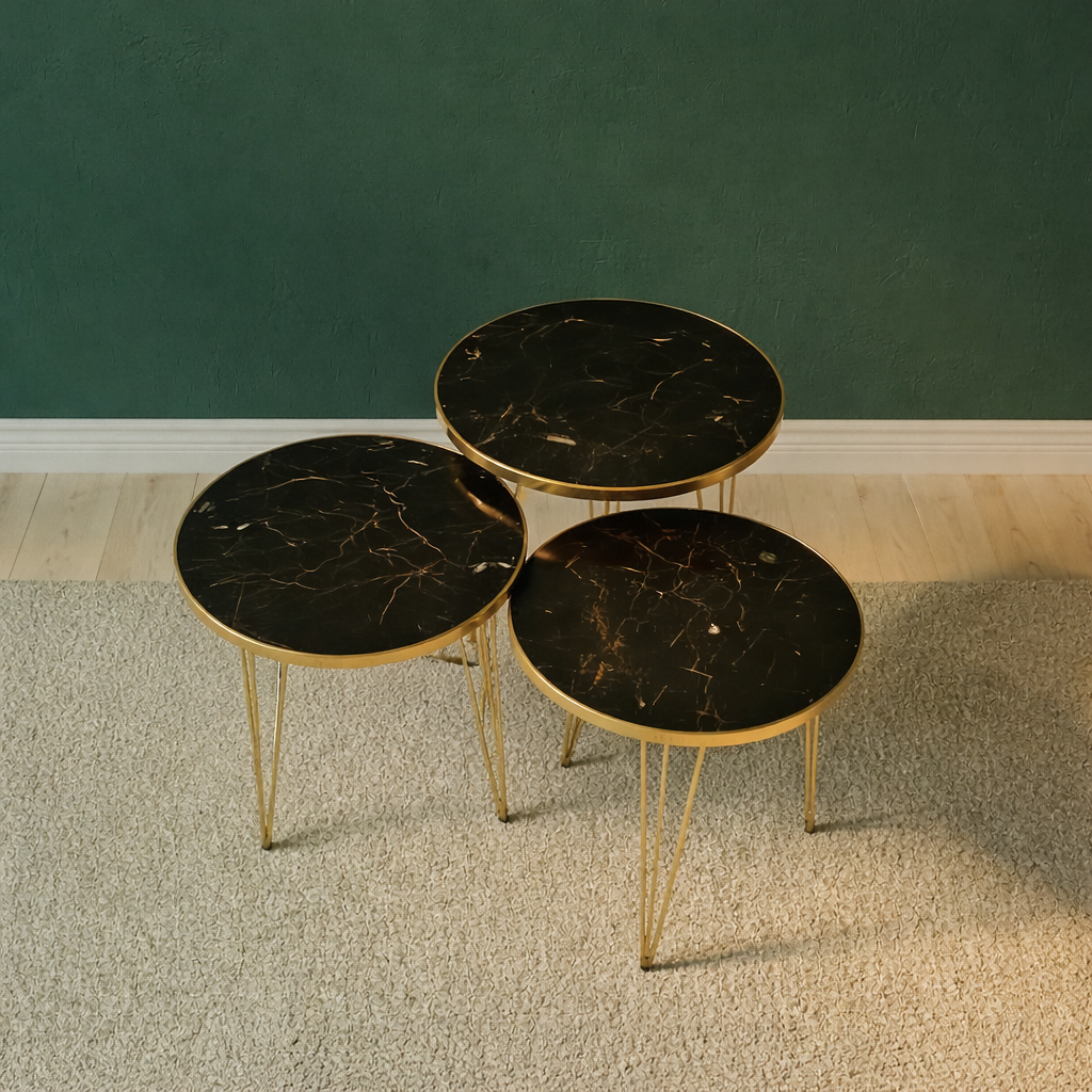 Set of 3 Coffee & Decor Tables Black