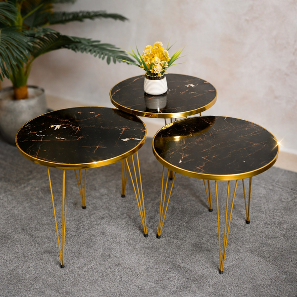 Set of 3 Coffee & Decor Tables Black